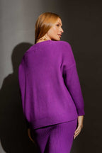 Purple Slouch V Neck Jumper Purple S/M