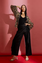 Black Linen Sarong Tie Pant