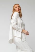 Ivory Shimmer Knit V Neck Jumper