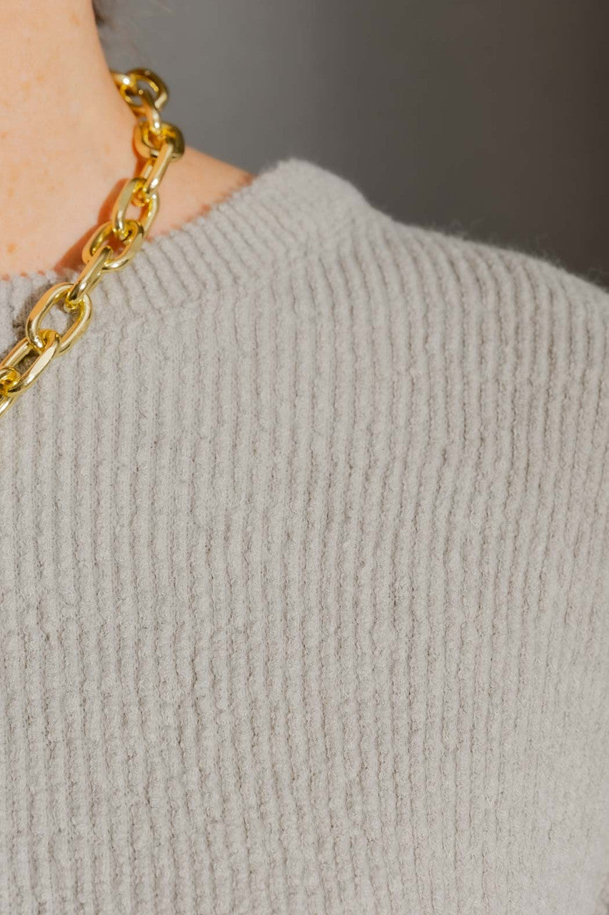 Silver Luxe Rib Crew Jumper