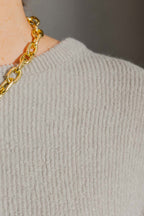 Silver Luxe Rib Crew Jumper