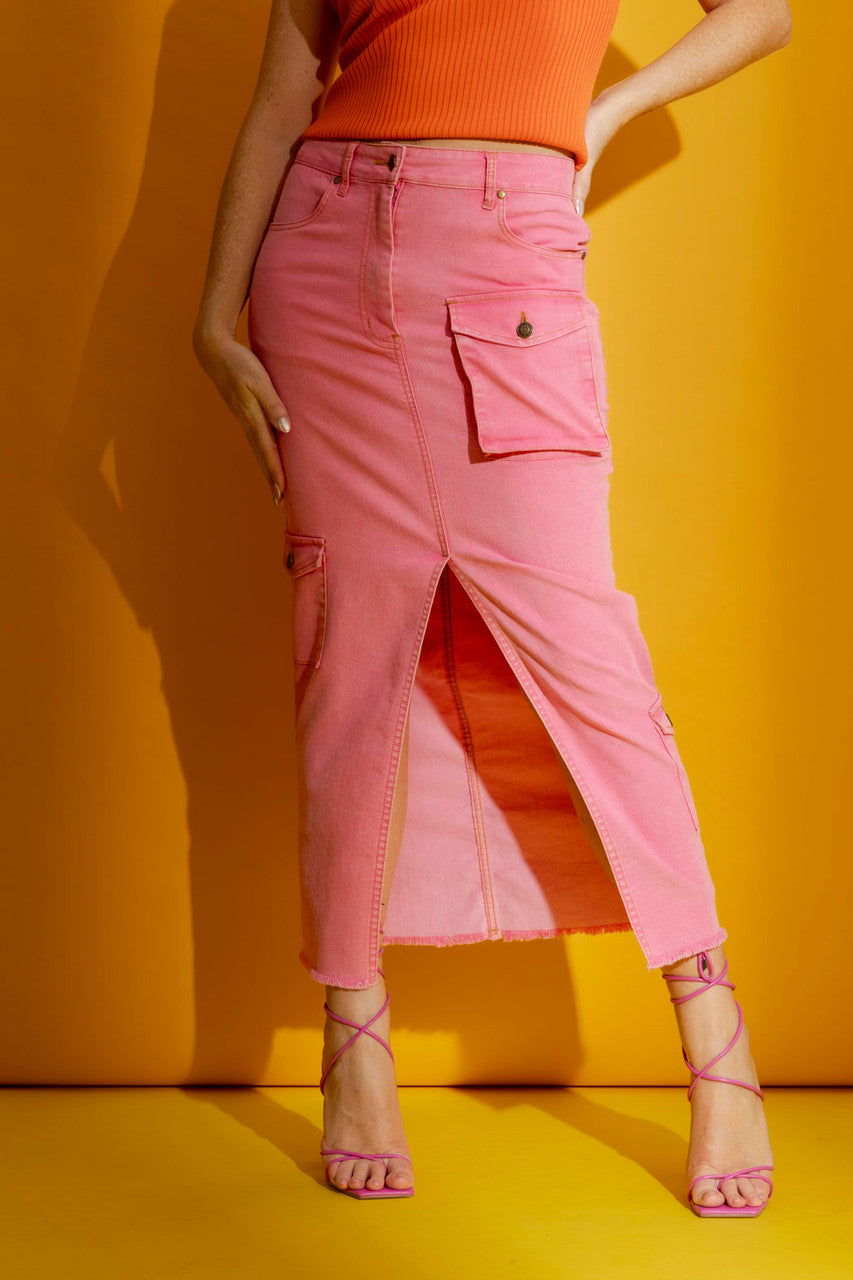 Pink Cargo Jean Skirt