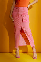 Pink Cargo Jean Skirt