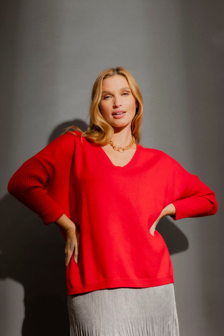 Red Classic Oversized Jumper Red S/M