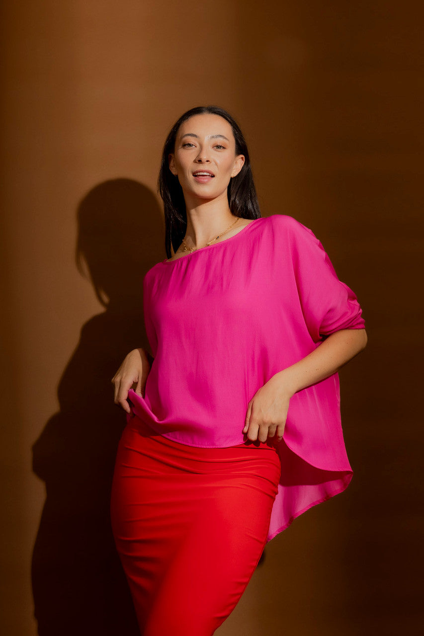 Pink Silky Hi-Lo Top