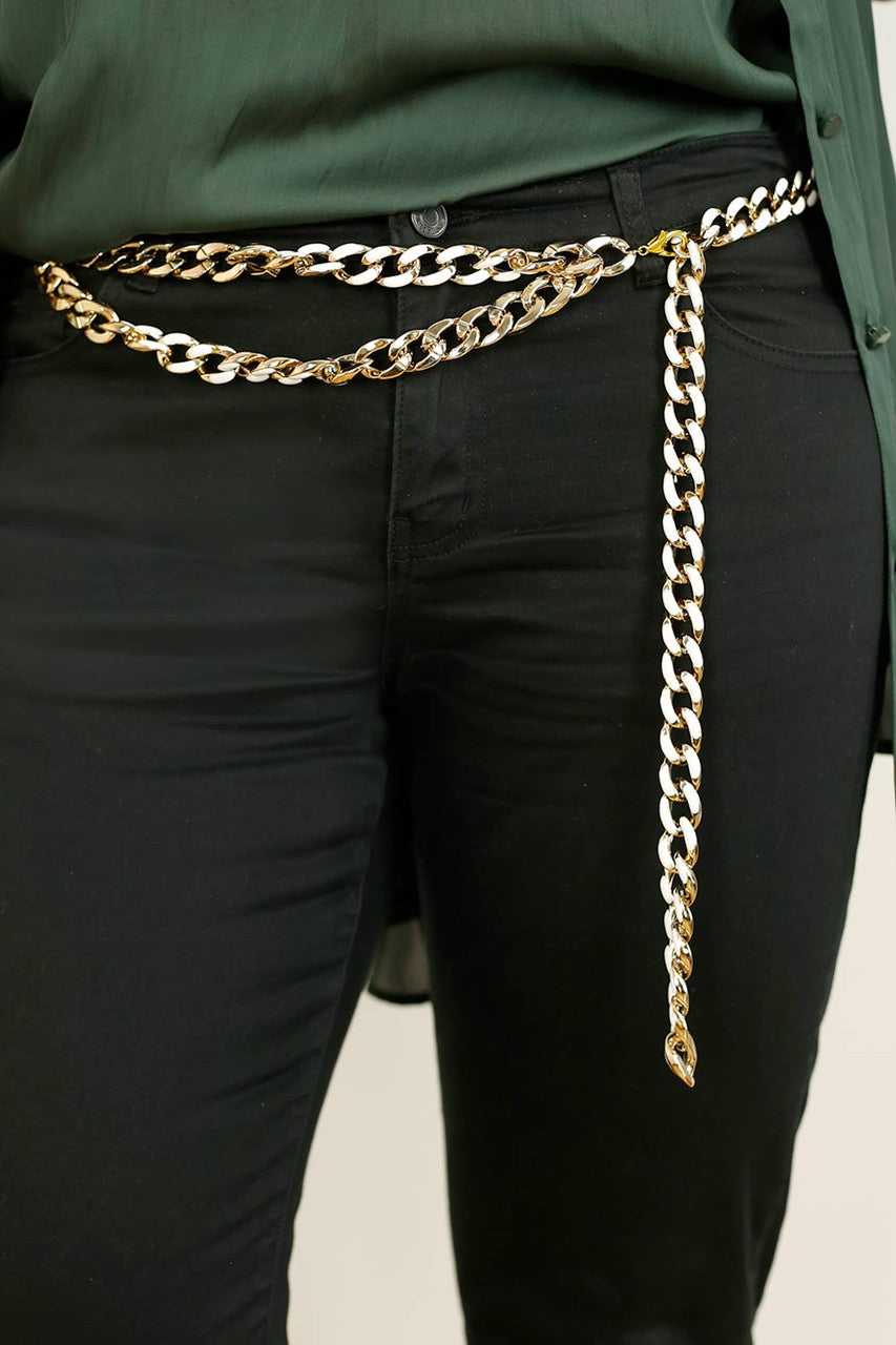 White and Gold Chain Belt - SALE