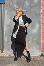 Rib Side Split Skirt 90001 D