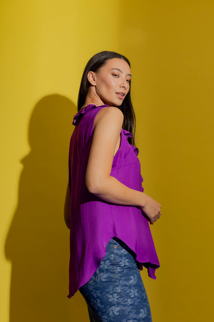 Magenta Double Ruffle Cami
