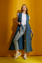 Slate Euro Longline Belted Vest