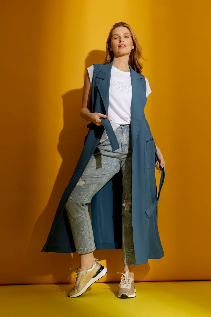 Slate Euro Longline Belted Vest