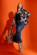 Mid Denim High Waist Skirt