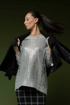 Silver Crochet Foil Knit