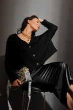 Black Fluffy Wonder Cardigan