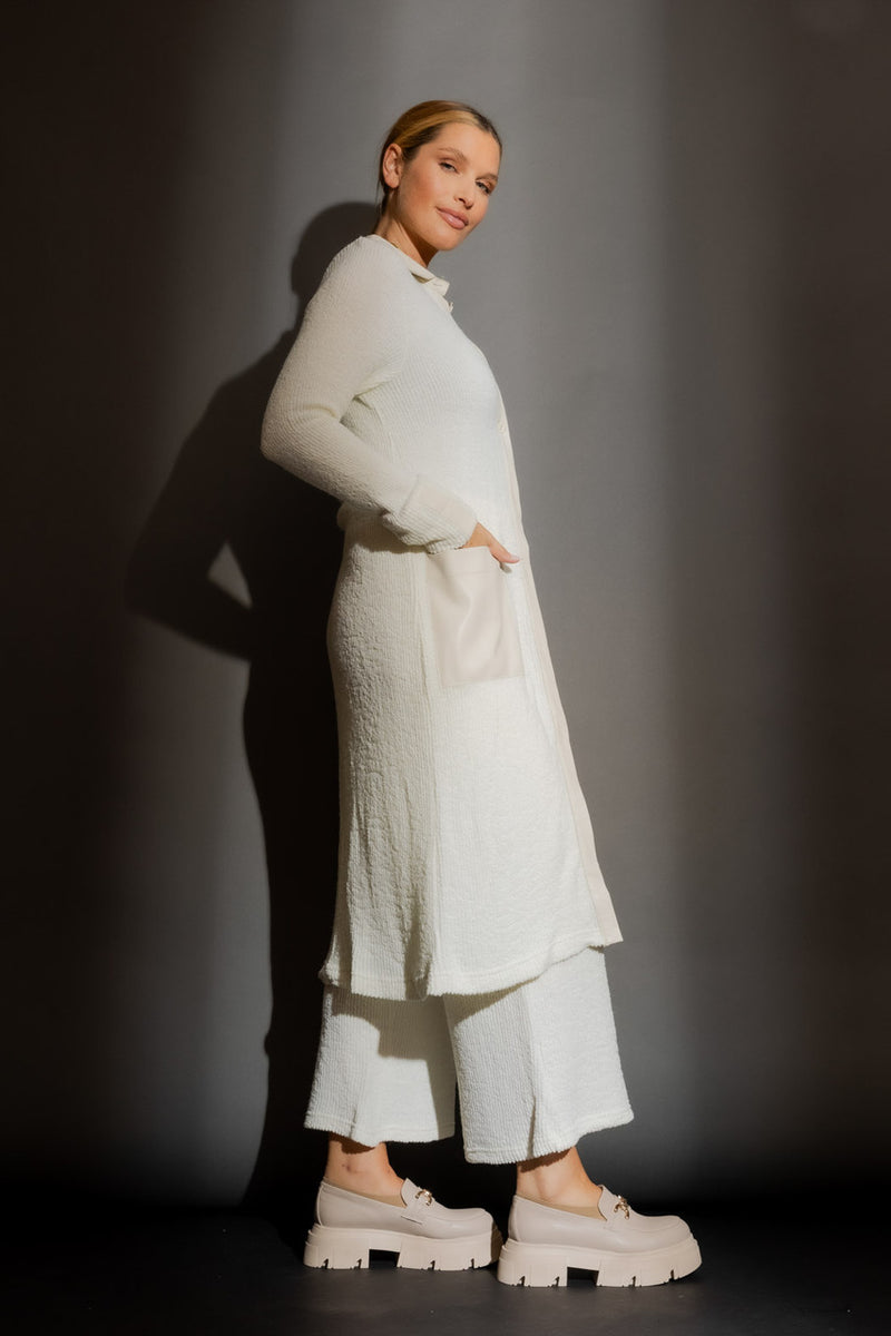 Cream Luxe Rib Cardigan