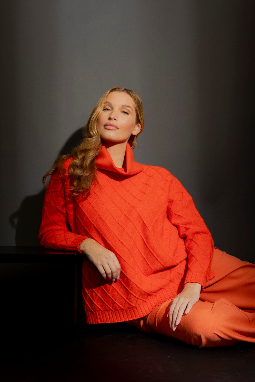 Orange Diamond Cowl Neck Jumper Orange S/M