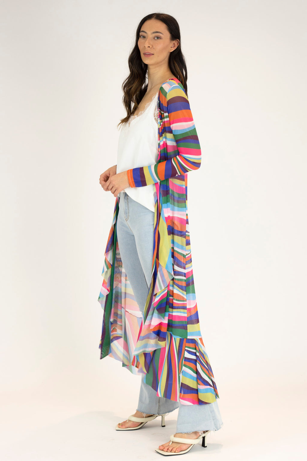 Rainbow Mesh Flounce Dress - Final Sale