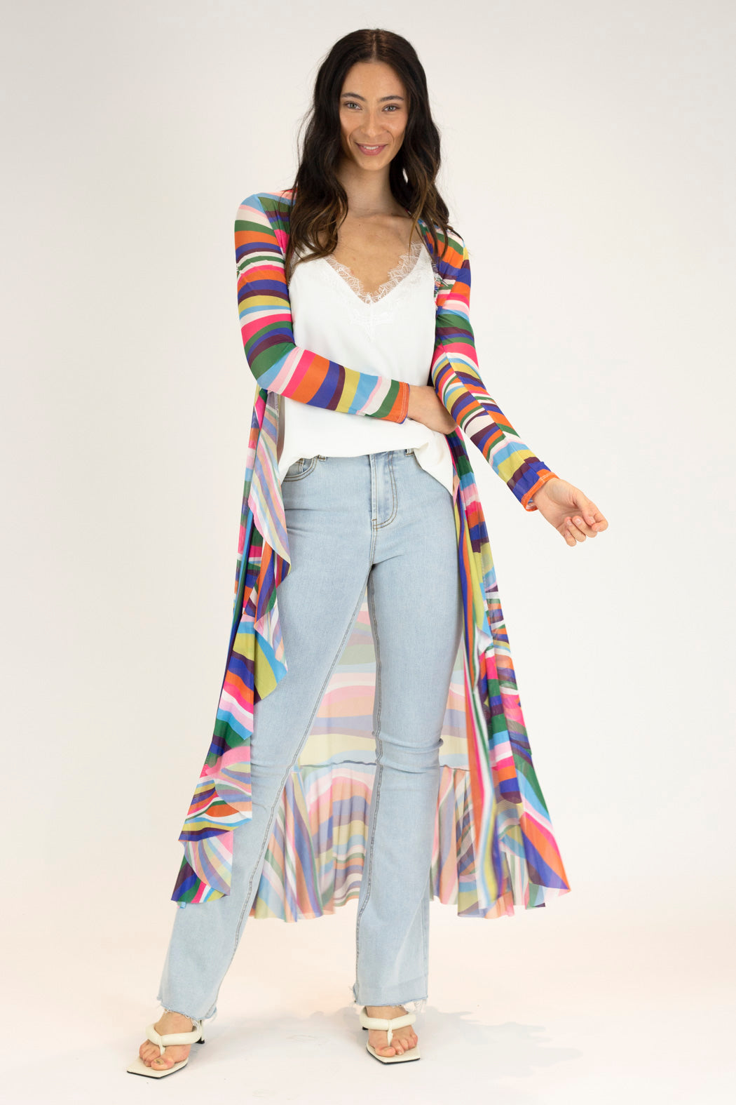 Rainbow Mesh Flounce Dress - Final Sale