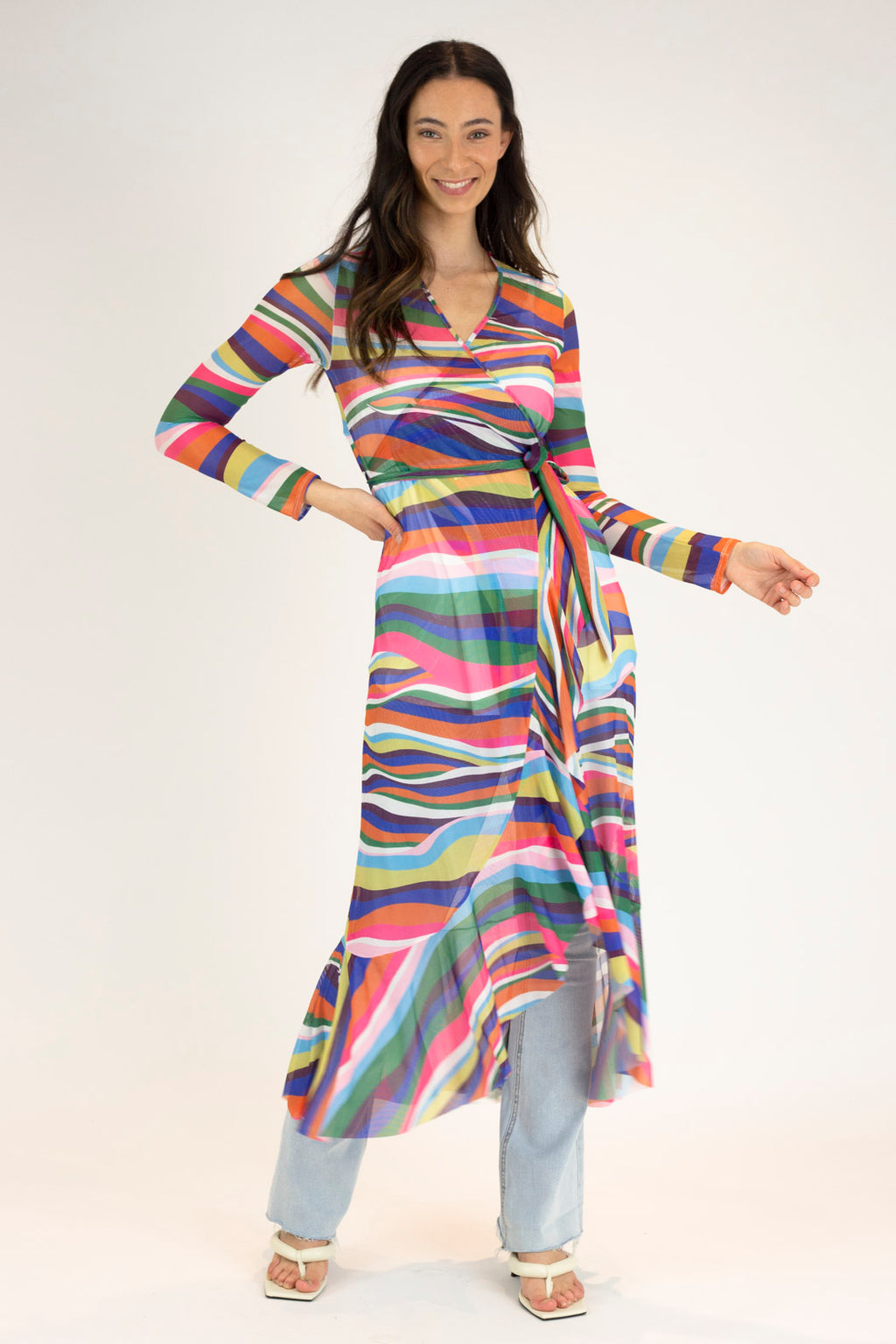 Rainbow Mesh Flounce Dress - Final Sale