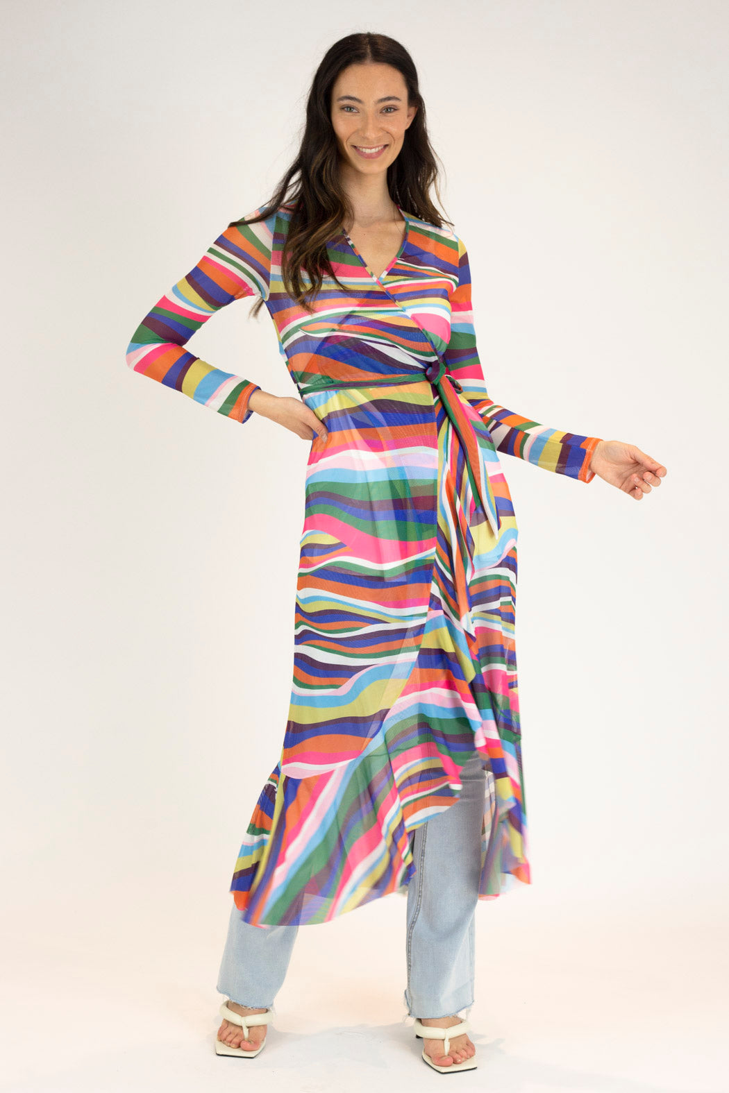 Rainbow Mesh Flounce Dress - Final Sale