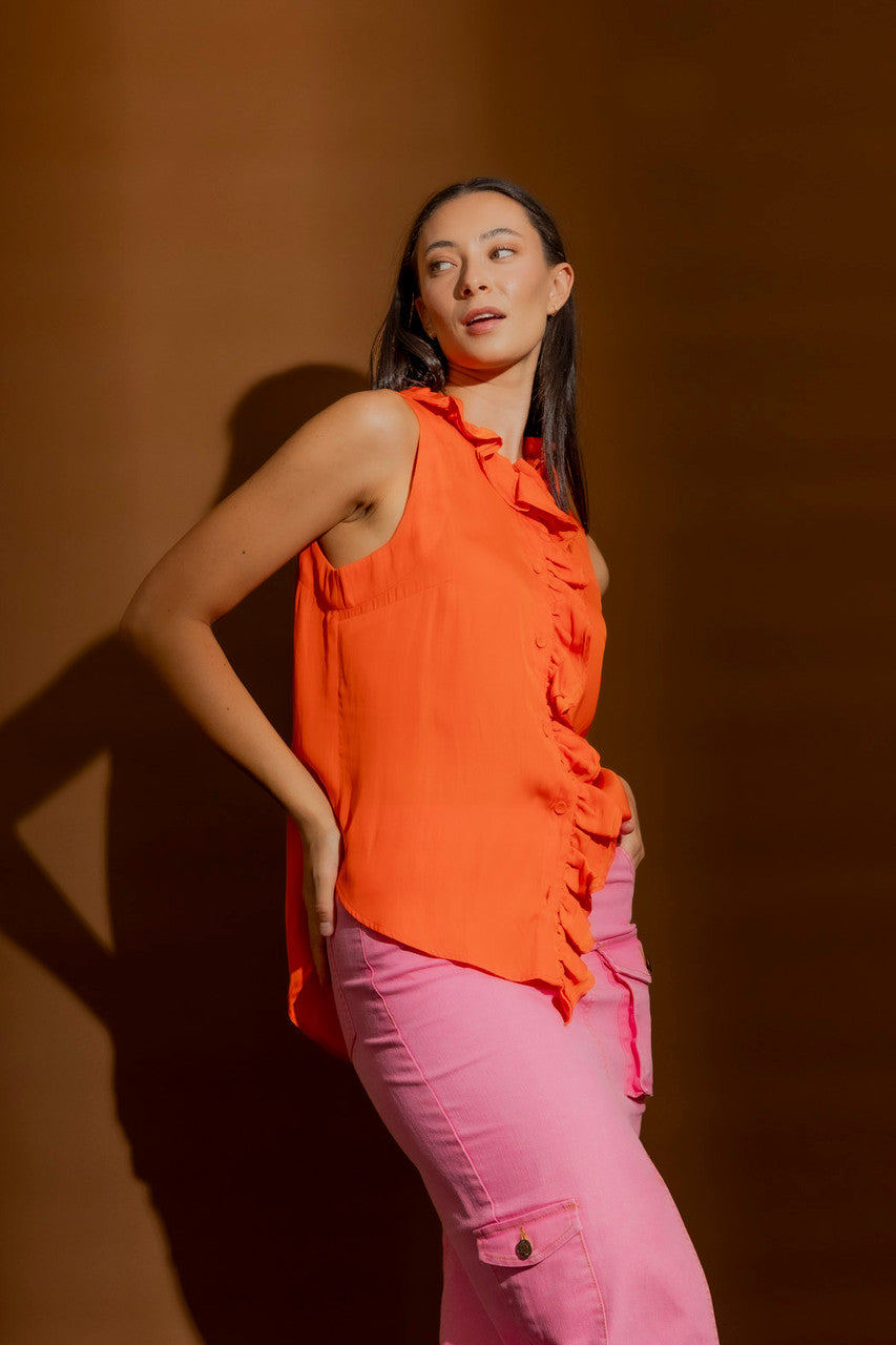 Orange Double Ruffle Cami