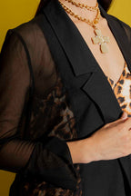 Black Mesh Trench Coat