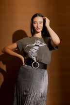 Green Washed Sequin Dancer T-Shirt