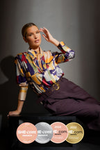 Floral Abstract Silky Blogger Shirt Floral Abstract