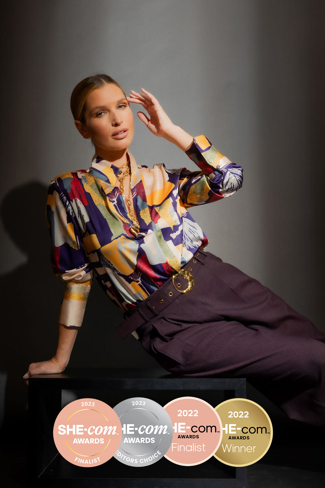 Floral Abstract Silky Blogger Shirt Floral Abstract