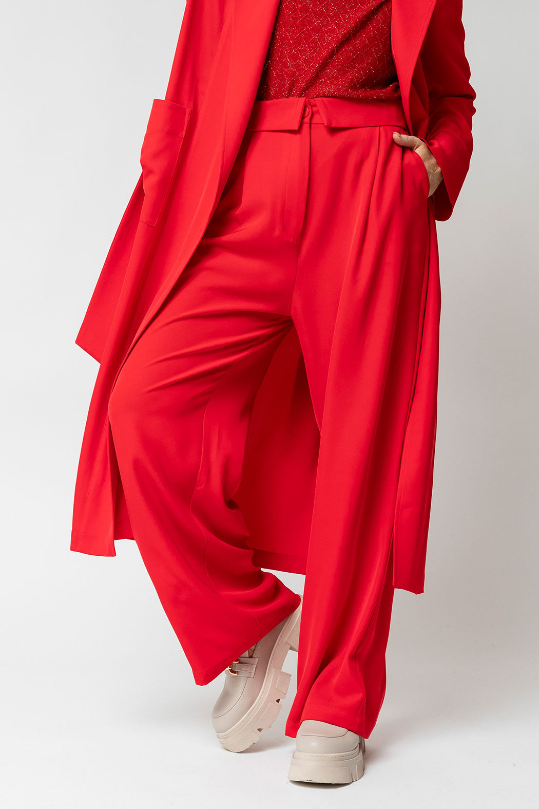 Red Euro Paperbag Pant