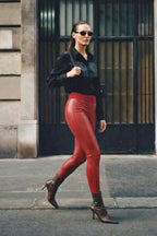 Deep Red Faux Leather Tummy Shaper Miracle Pant