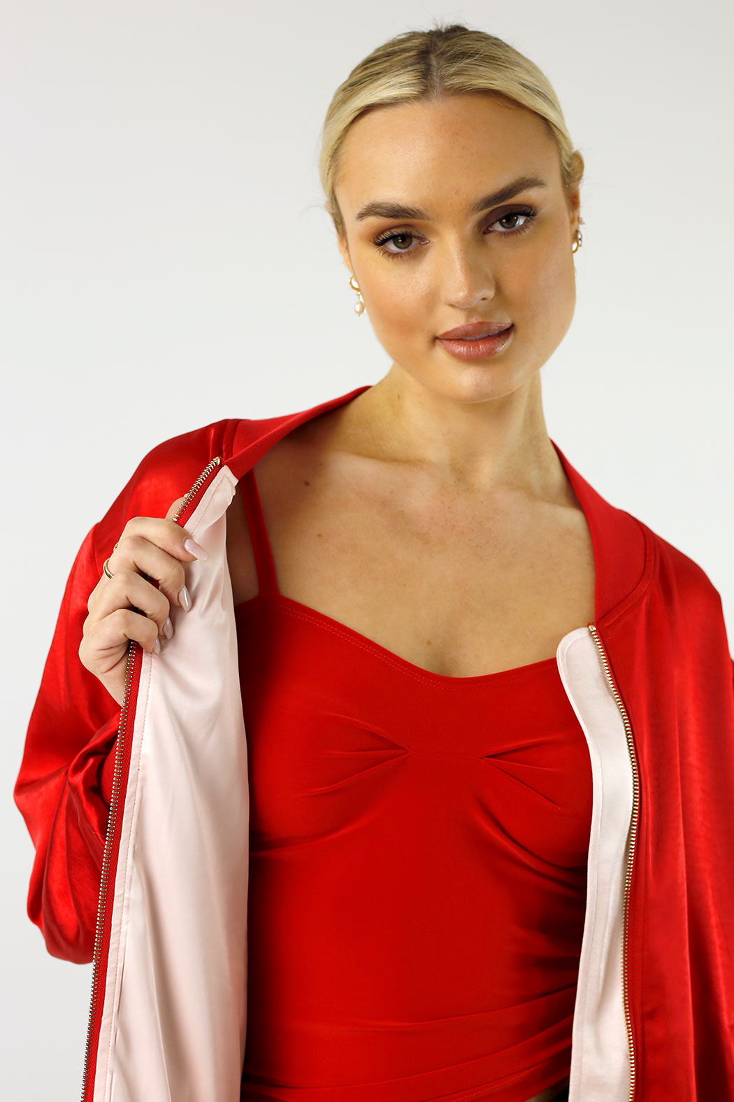 Red Satin Bomber Jacket - FINAL SALE