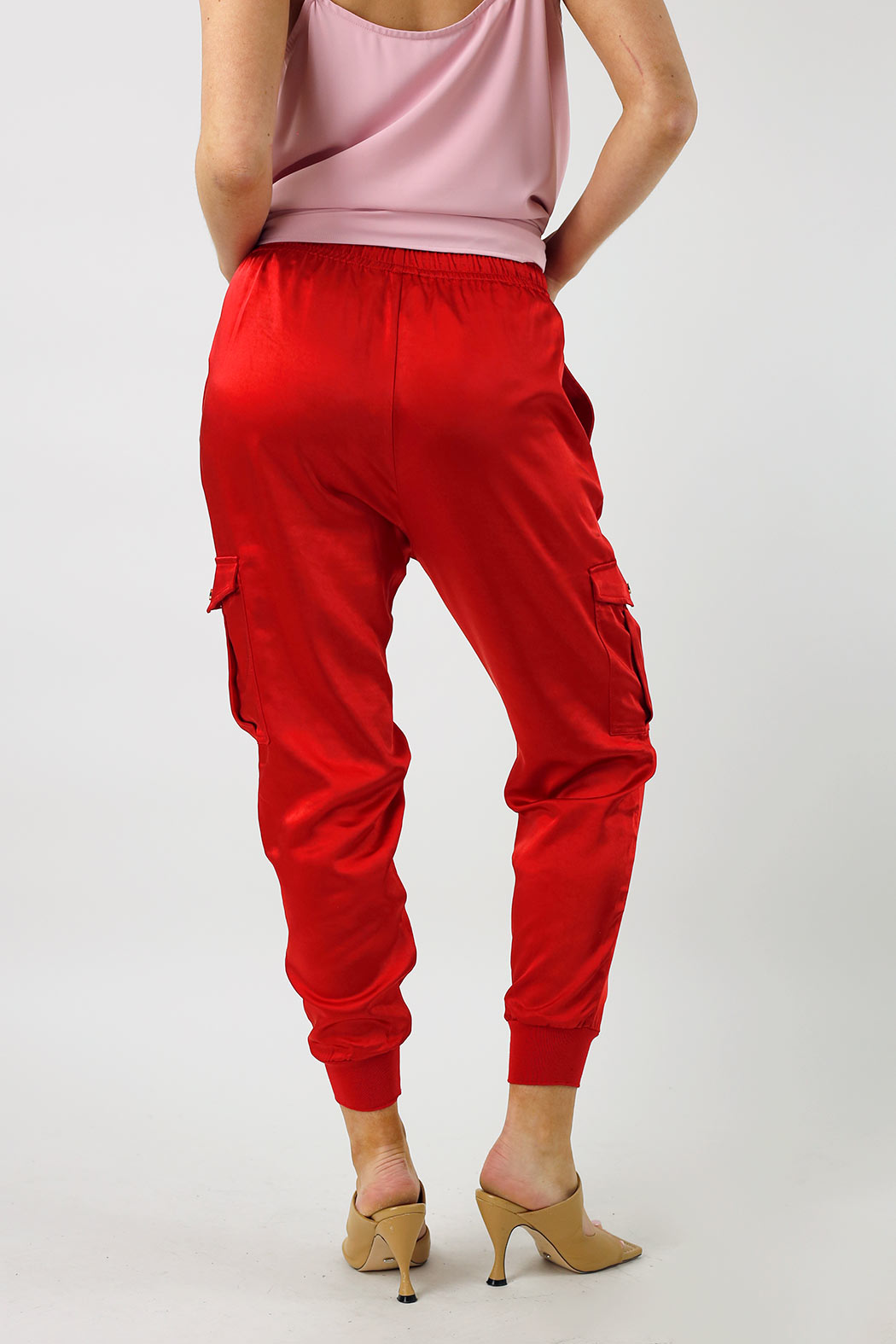 Red Satin Cargo Pants - FINAL SALE