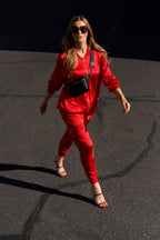 Red Satin Bomber Jacket - FINAL SALE