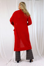 Red Fluffy Raglan Cardi - SALE