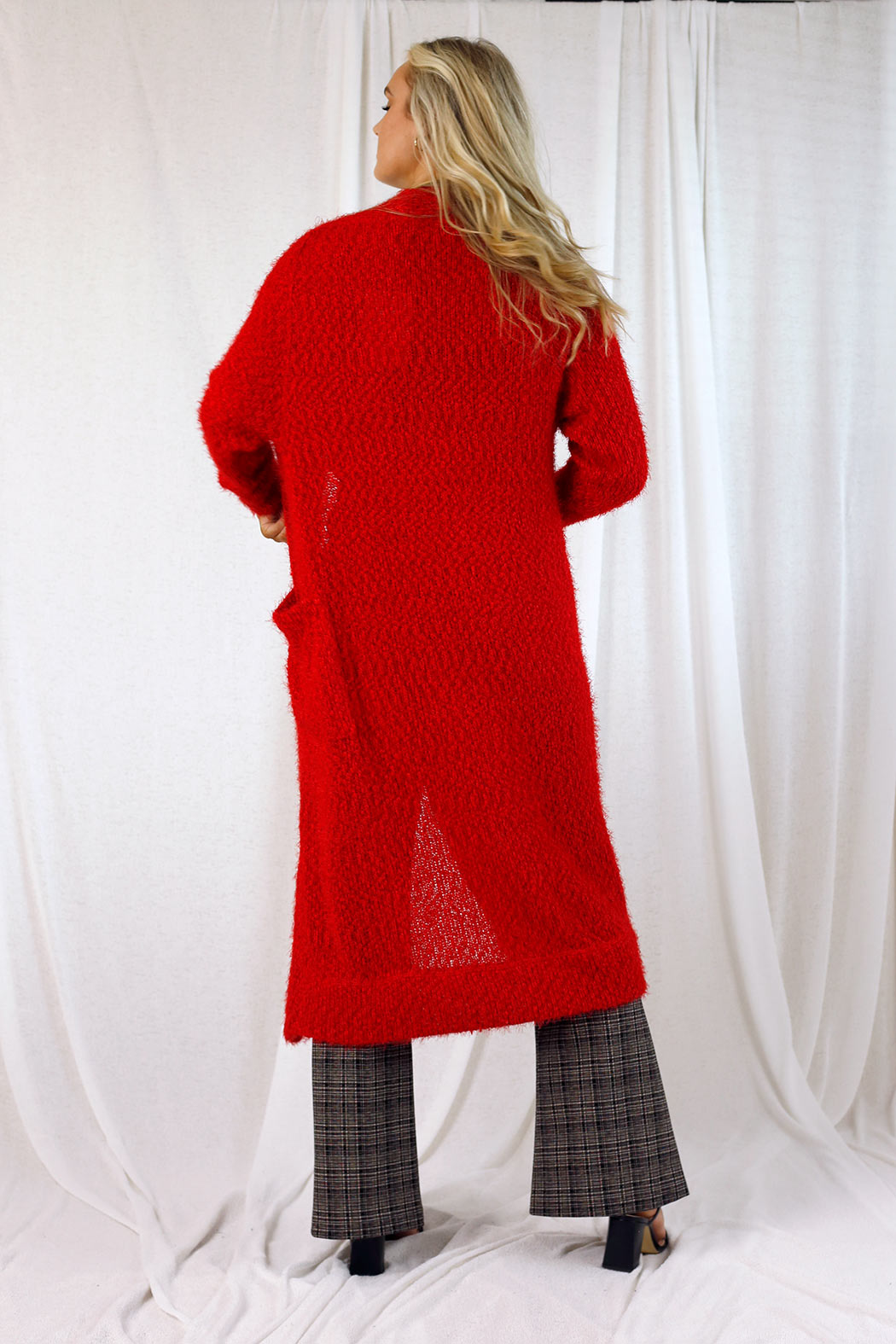 Red Fluffy Raglan Cardi - SALE