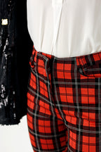 Red Check Slim Leg Pant - FINAL SALE