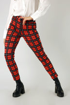 Red Check Slim Leg Pant - FINAL SALE