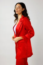 Red Satin Feather Blazer - Final Sale