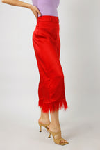 Red Satin Feather Culottes - FINAL SALE