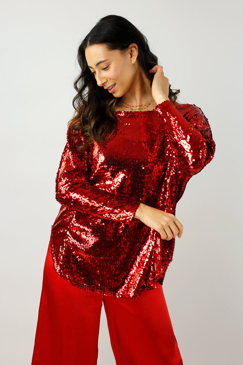 Red Sequin Over Top - FINAL SALE