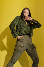 Khaki Silky Boyfriend Shirt