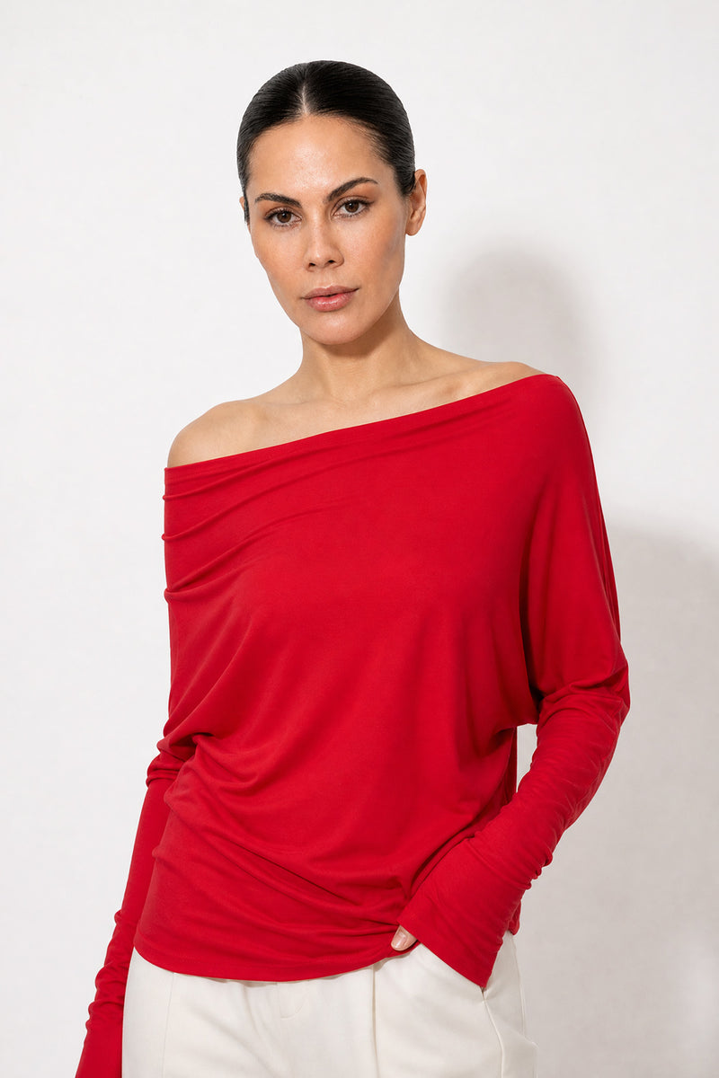 Crimson Tencel Drape Top