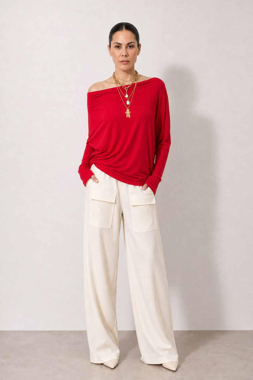 Crimson Tencel Drape Top
