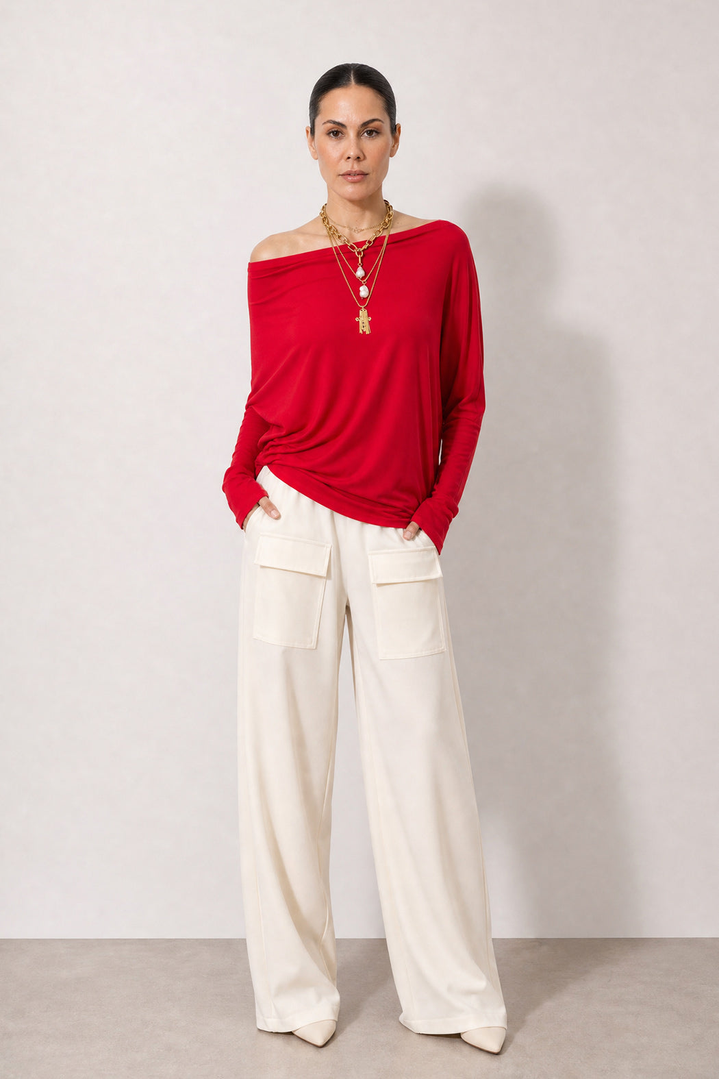 Crimson Tencel Drape Top
