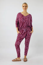 Pink Print Bamboo Slouch Pants - FINAL SALE