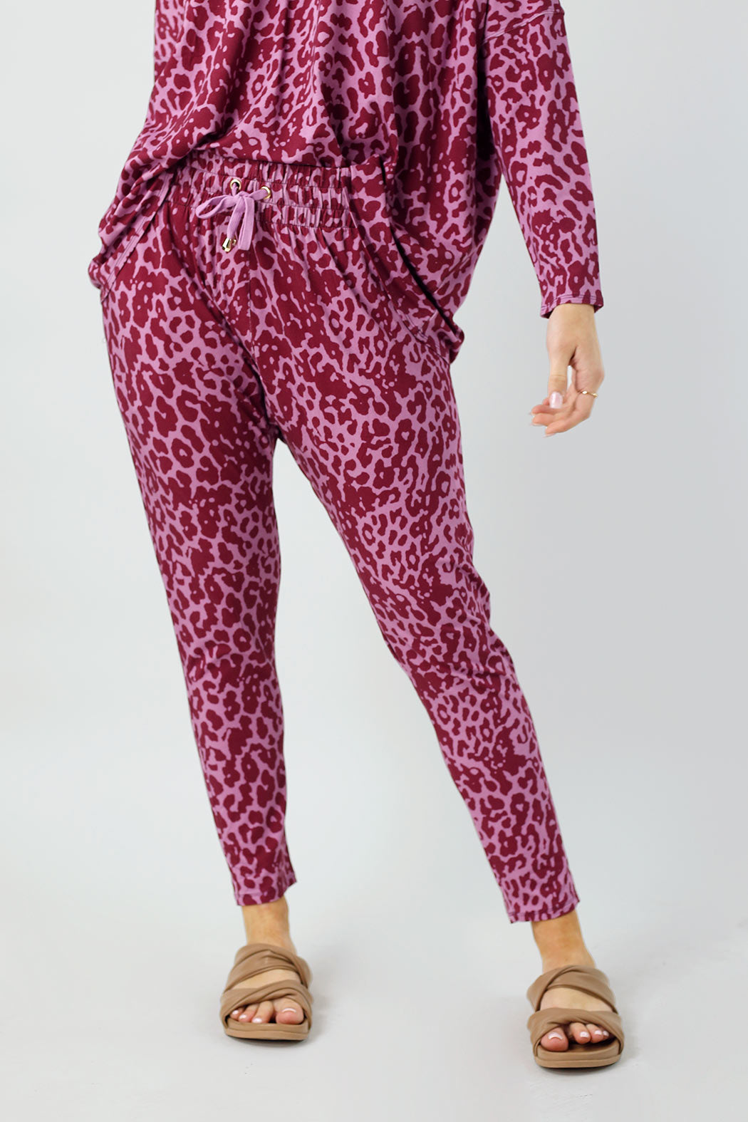 Pink Print Bamboo Slouch Pants - FINAL SALE
