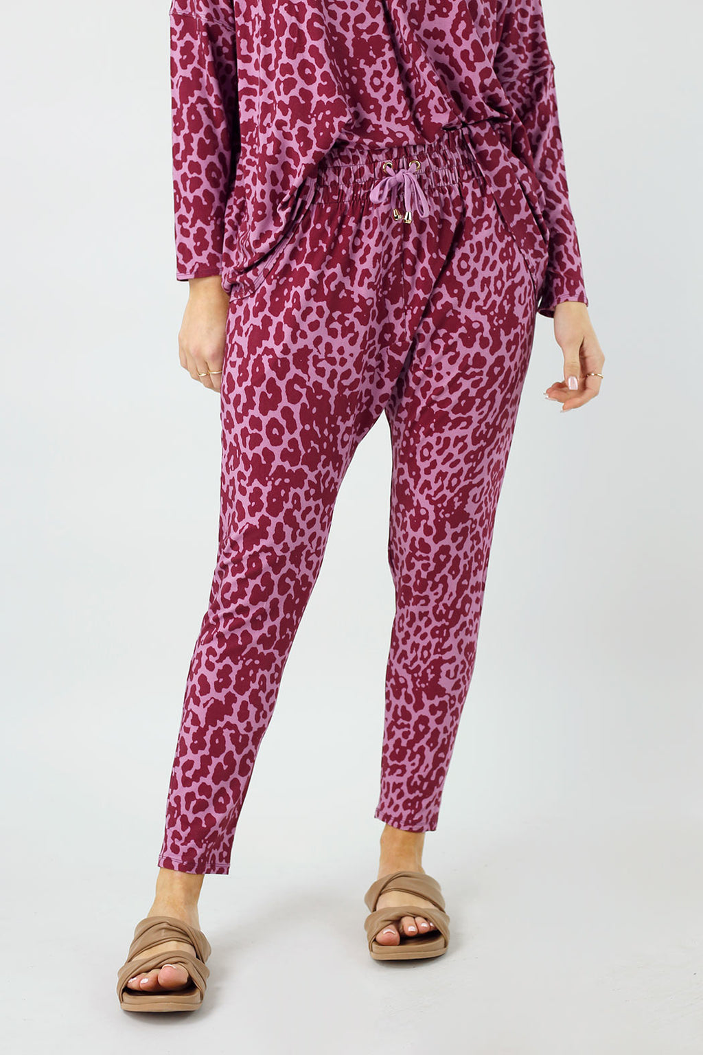 Pink Print Bamboo Slouch Pants - FINAL SALE