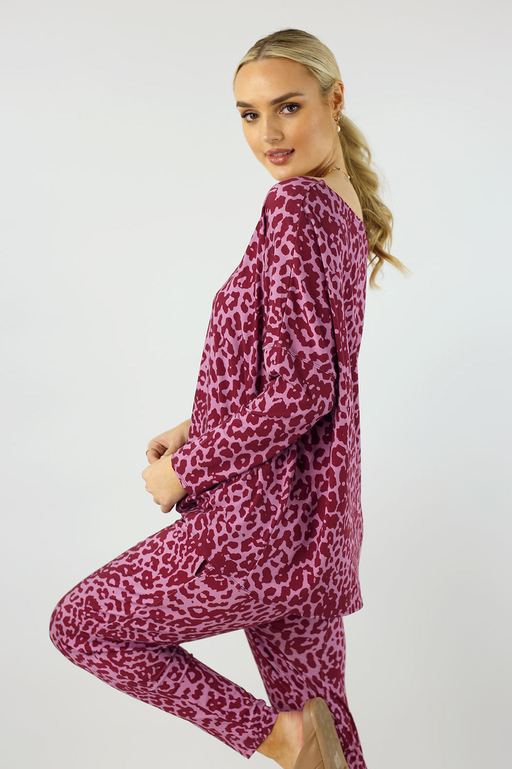 Pink Print Bamboo Slouch Top - FINAL SALE