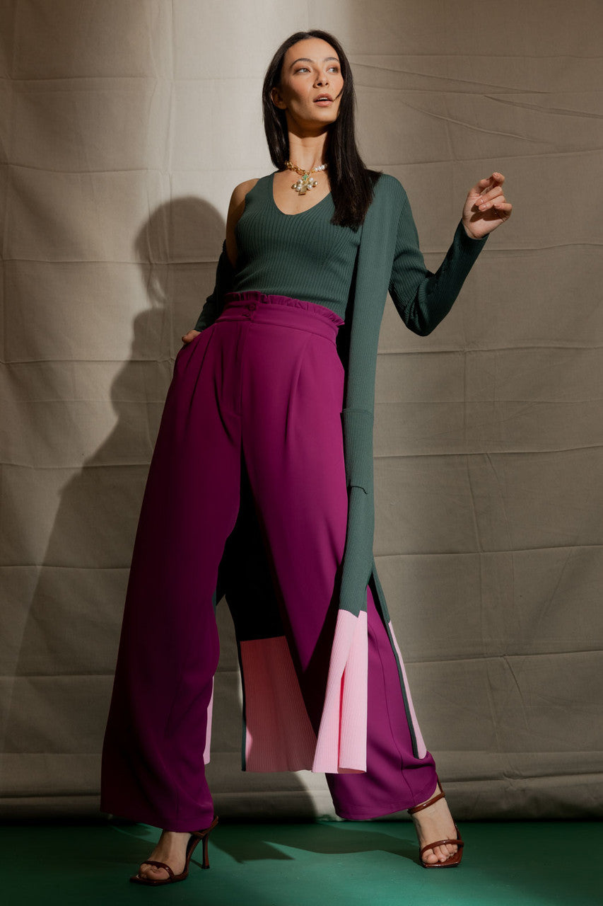 Forest / Pink Knit Cardi