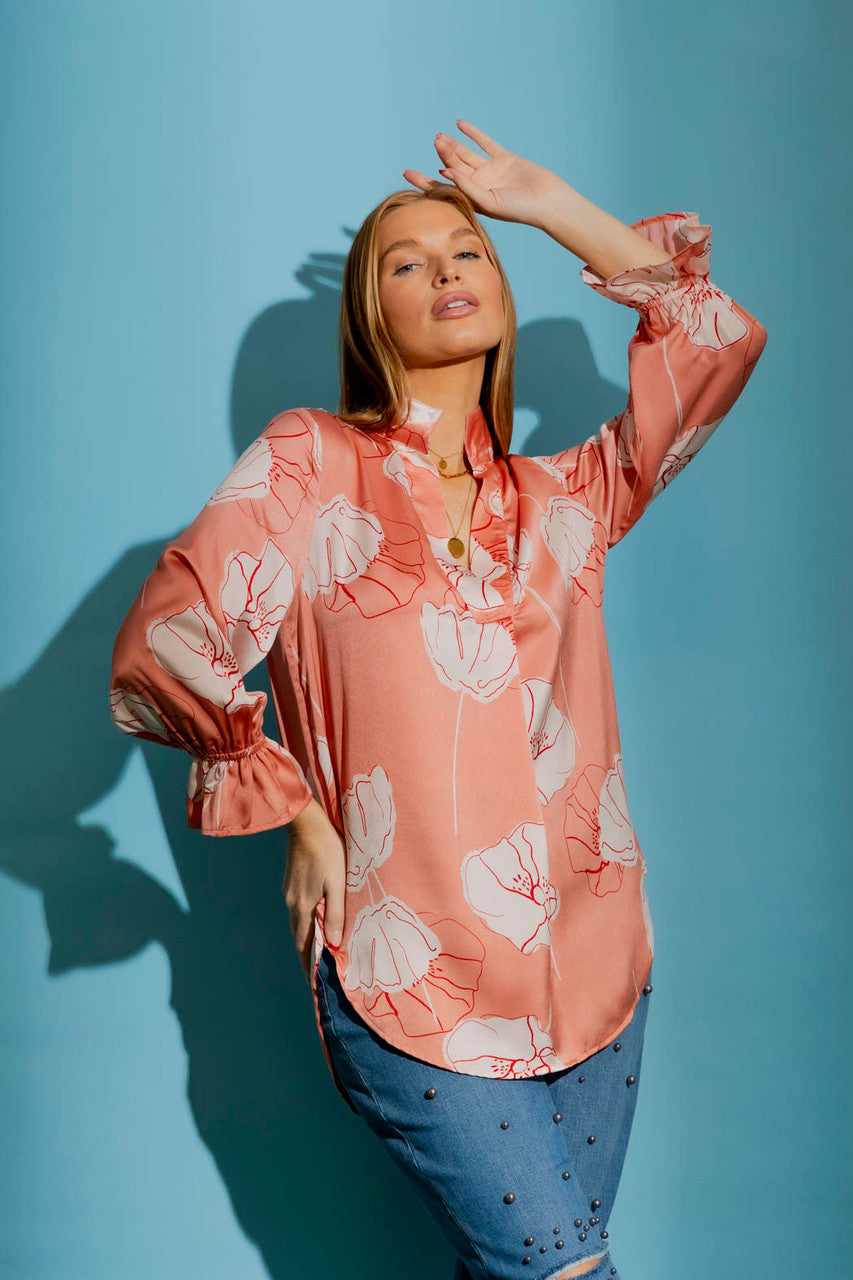 Peach Floral Femme Blogger Shirt
